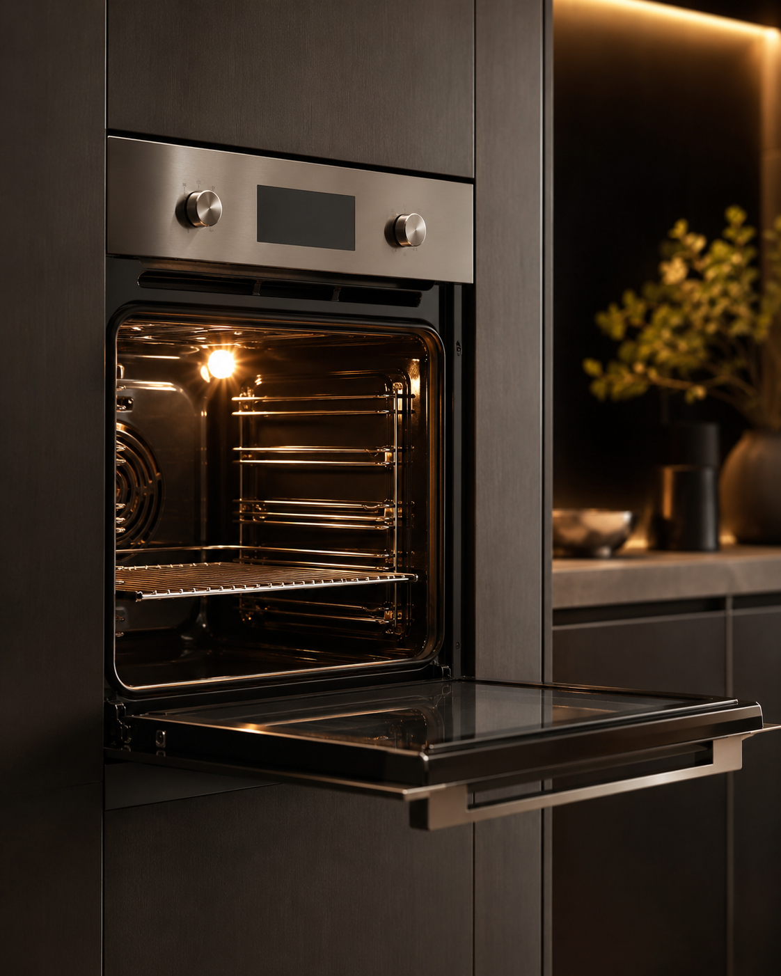Forno elétrico embutido aberto